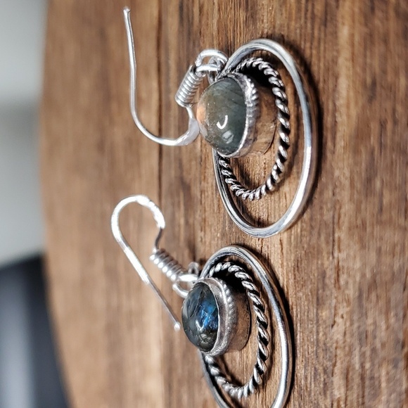 Sterling E710 a sirens call precious stone sterling earrings - Picture 2 of 3